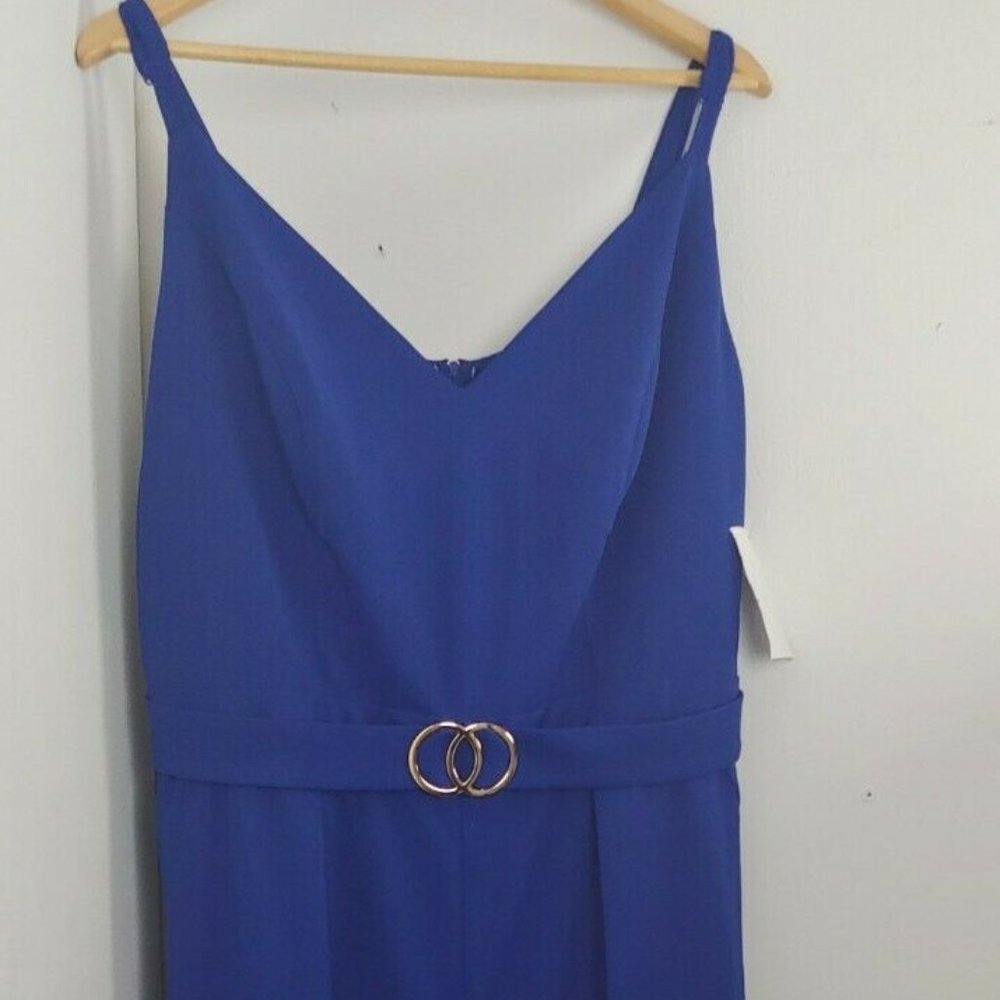 Emerald Sundae belted jumpsuit in blue wide leg - Picture 9 of 10